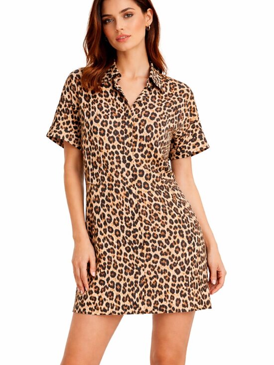 Alice + Olivia Dresses & Skirts - Alice + Olivia Jude Tunic Leopard Print Shirt Dress - Size Small EUC